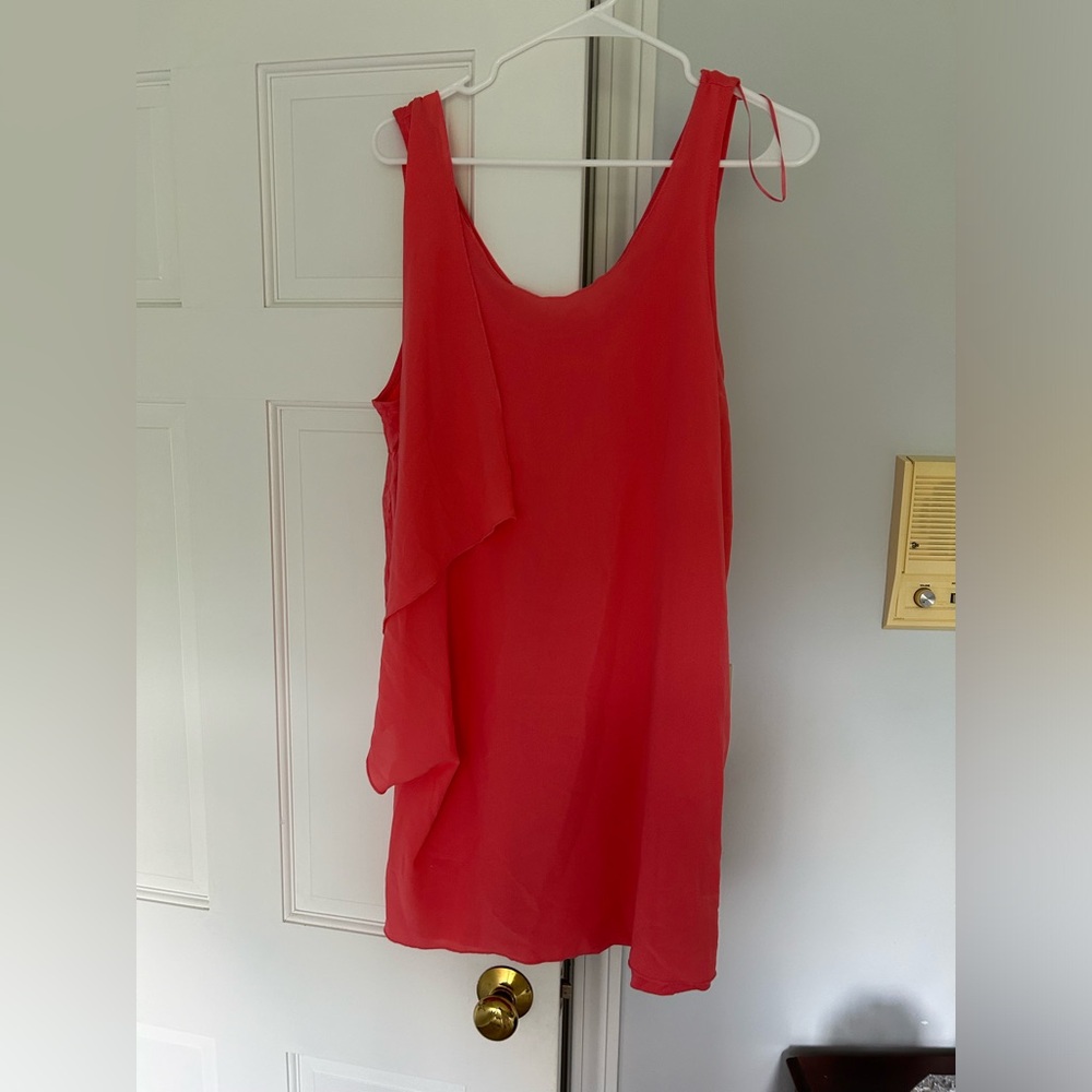 Zara dress with flutter ruffle trim.  Coral/Orange.  Size Medium.